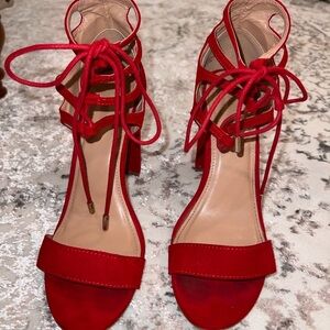Charlotte russe sienna red lace up wedge heels